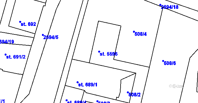 Parcela st. 5596 v KÚ Chrudim, Katastrální mapa