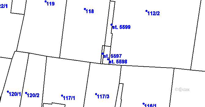 Parcela st. 5597 v KÚ Chrudim, Katastrální mapa
