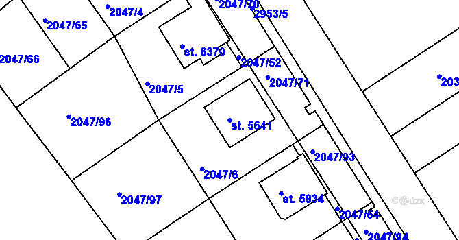 Parcela st. 5641 v KÚ Chrudim, Katastrální mapa