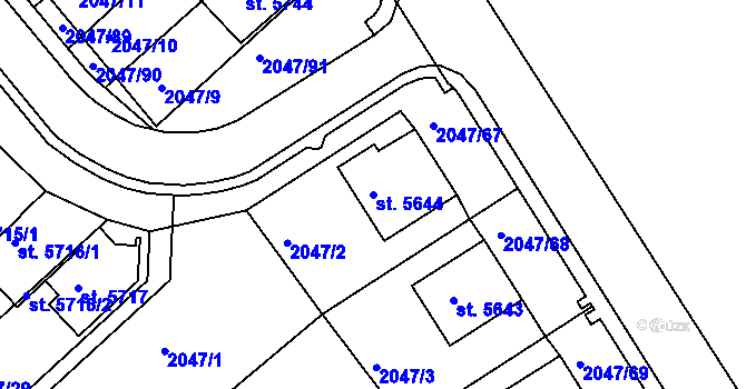 Parcela st. 5644 v KÚ Chrudim, Katastrální mapa