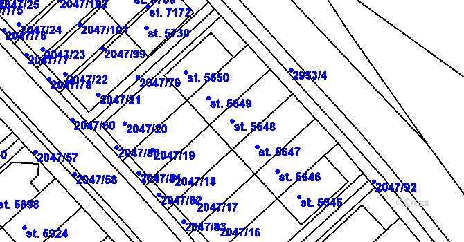 Parcela st. 5648 v KÚ Chrudim, Katastrální mapa