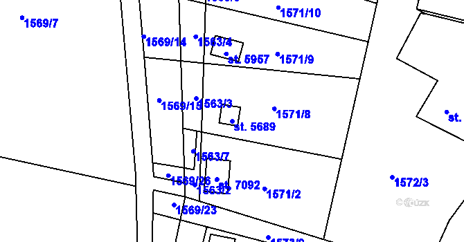 Parcela st. 5689 v KÚ Chrudim, Katastrální mapa