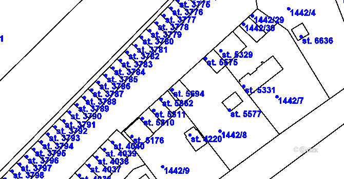 Parcela st. 5694 v KÚ Chrudim, Katastrální mapa