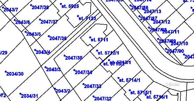 Parcela st. 5712/1 v KÚ Chrudim, Katastrální mapa