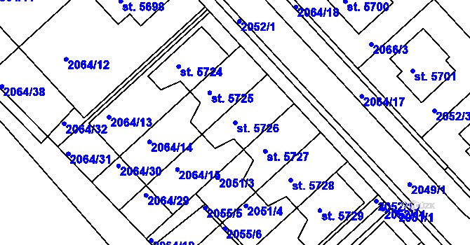 Parcela st. 5726 v KÚ Chrudim, Katastrální mapa