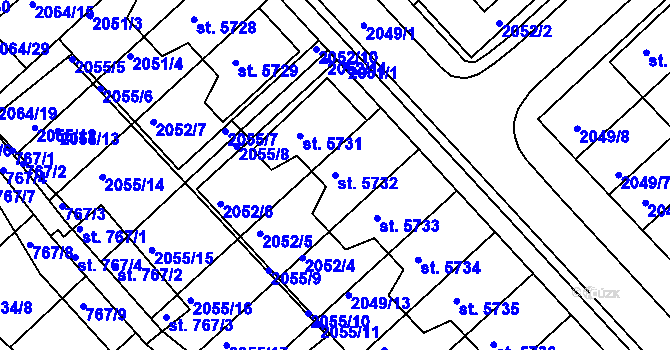 Parcela st. 5732 v KÚ Chrudim, Katastrální mapa