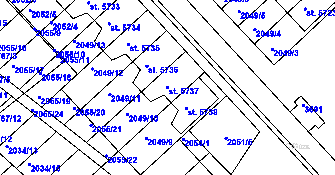 Parcela st. 5737 v KÚ Chrudim, Katastrální mapa