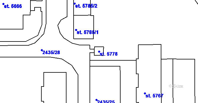 Parcela st. 5778 v KÚ Chrudim, Katastrální mapa