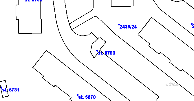 Parcela st. 5780 v KÚ Chrudim, Katastrální mapa