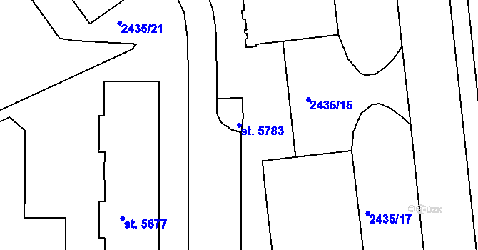 Parcela st. 5783 v KÚ Chrudim, Katastrální mapa