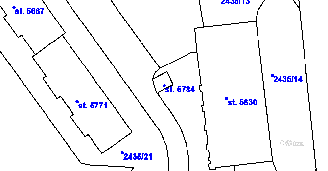 Parcela st. 5784 v KÚ Chrudim, Katastrální mapa
