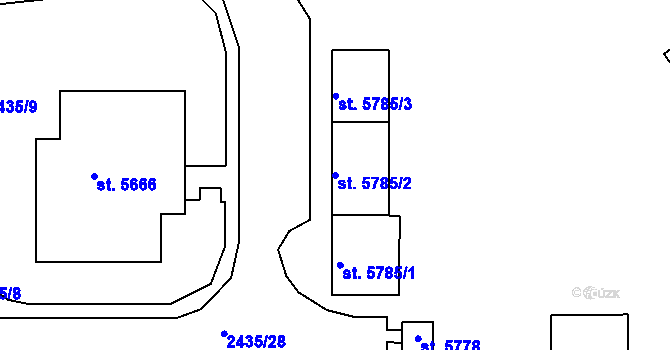 Parcela st. 5785/2 v KÚ Chrudim, Katastrální mapa