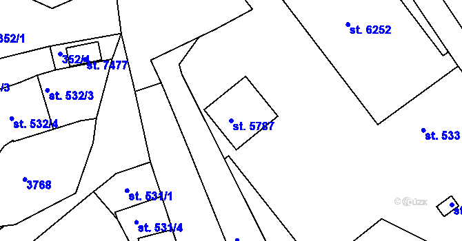 Parcela st. 5787 v KÚ Chrudim, Katastrální mapa