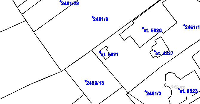 Parcela st. 5821 v KÚ Chrudim, Katastrální mapa