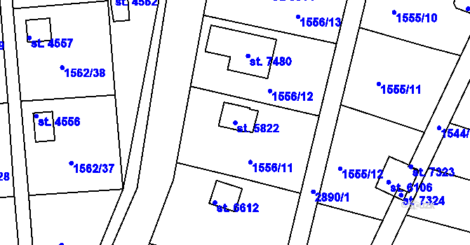 Parcela st. 5822 v KÚ Chrudim, Katastrální mapa
