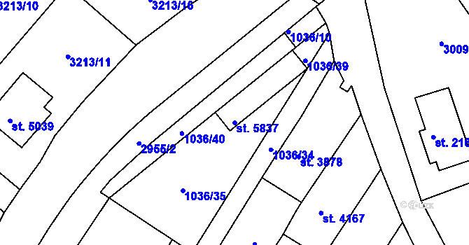 Parcela st. 5837 v KÚ Chrudim, Katastrální mapa