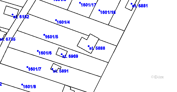 Parcela st. 5888 v KÚ Chrudim, Katastrální mapa