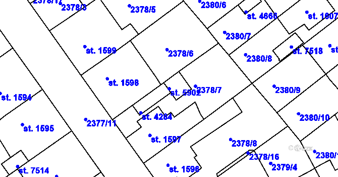 Parcela st. 5902 v KÚ Chrudim, Katastrální mapa