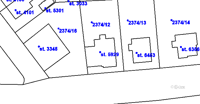 Parcela st. 5929 v KÚ Chrudim, Katastrální mapa