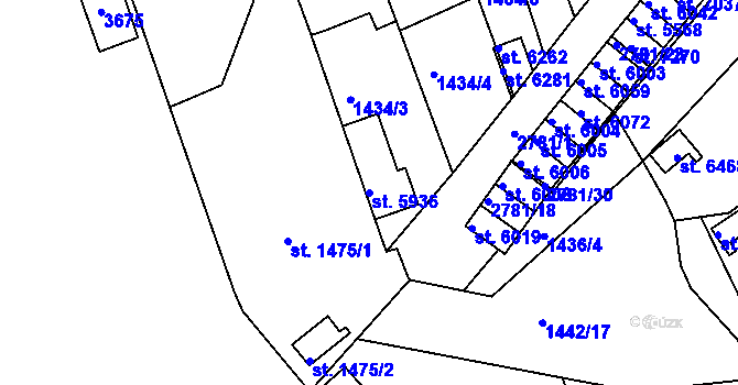Parcela st. 5936 v KÚ Chrudim, Katastrální mapa