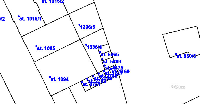 Parcela st. 5965 v KÚ Chrudim, Katastrální mapa