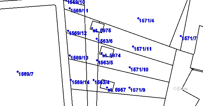 Parcela st. 5974 v KÚ Chrudim, Katastrální mapa