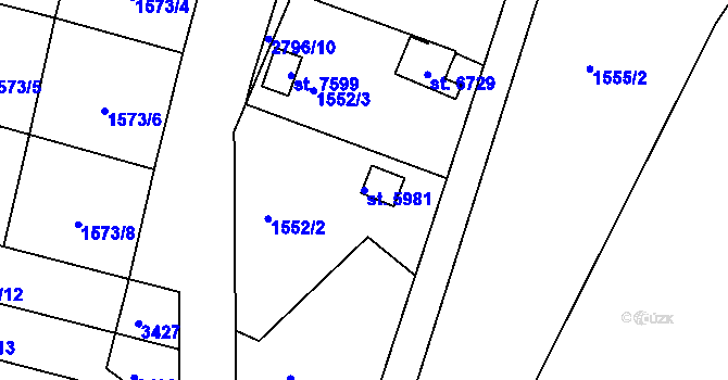 Parcela st. 5981 v KÚ Chrudim, Katastrální mapa