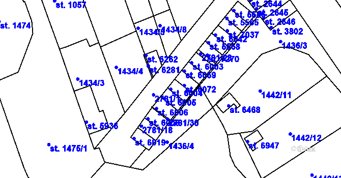 Parcela st. 6004 v KÚ Chrudim, Katastrální mapa