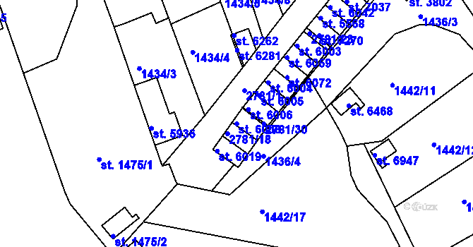 Parcela st. 6008 v KÚ Chrudim, Katastrální mapa