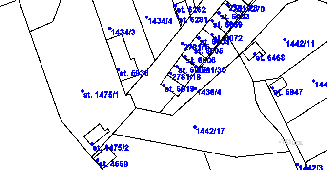 Parcela st. 6019 v KÚ Chrudim, Katastrální mapa
