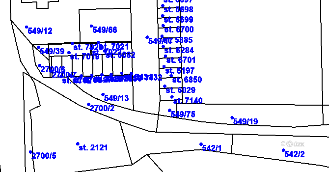 Parcela st. 6029 v KÚ Chrudim, Katastrální mapa