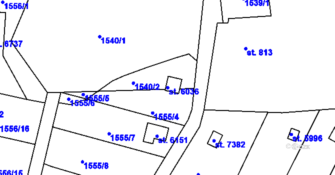Parcela st. 6036 v KÚ Chrudim, Katastrální mapa
