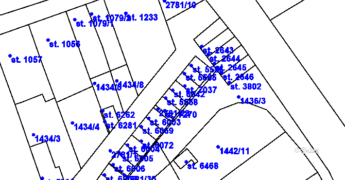 Parcela st. 6042 v KÚ Chrudim, Katastrální mapa