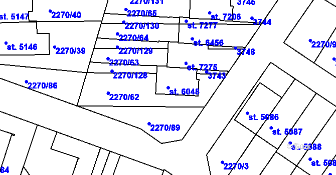 Parcela st. 6048 v KÚ Chrudim, Katastrální mapa
