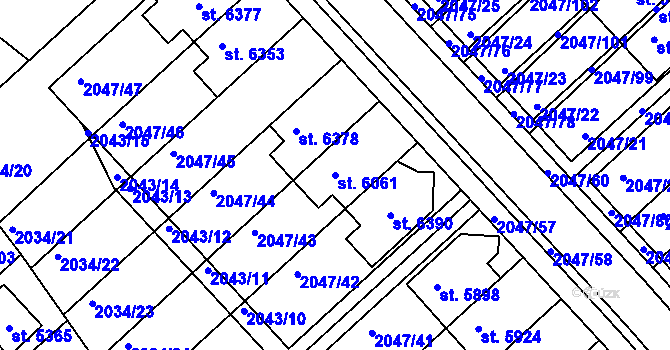 Parcela st. 6061 v KÚ Chrudim, Katastrální mapa