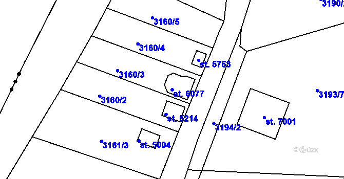 Parcela st. 6077 v KÚ Chrudim, Katastrální mapa