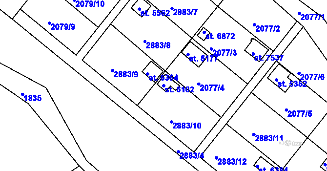 Parcela st. 6102 v KÚ Chrudim, Katastrální mapa