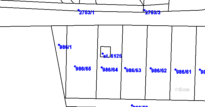 Parcela st. 6125 v KÚ Chrudim, Katastrální mapa