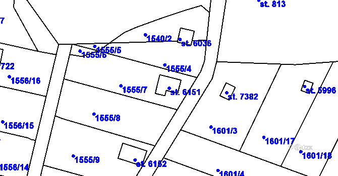 Parcela st. 6151 v KÚ Chrudim, Katastrální mapa