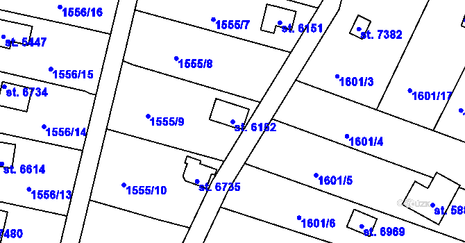 Parcela st. 6152 v KÚ Chrudim, Katastrální mapa