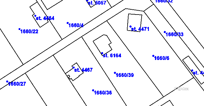 Parcela st. 6164 v KÚ Chrudim, Katastrální mapa