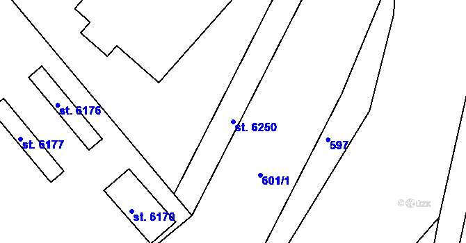Parcela st. 6250 v KÚ Chrudim, Katastrální mapa