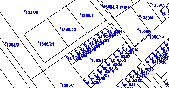 Parcela st. 6289 v KÚ Chrudim, Katastrální mapa