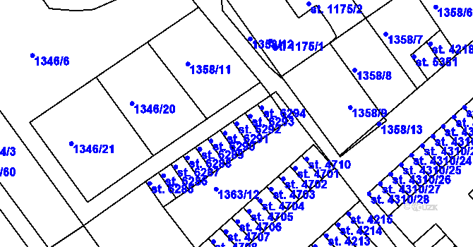 Parcela st. 6292 v KÚ Chrudim, Katastrální mapa