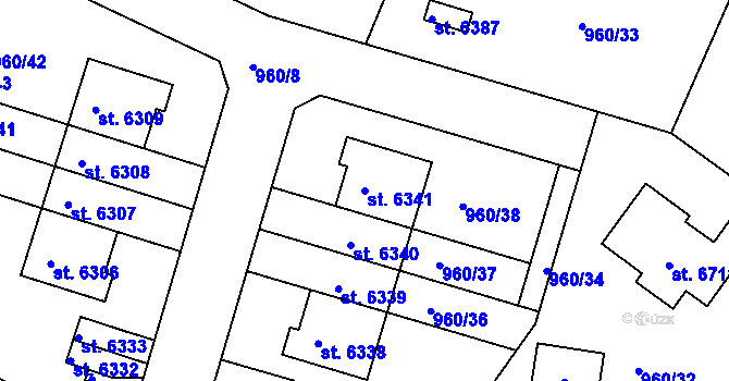 Parcela st. 6341 v KÚ Chrudim, Katastrální mapa