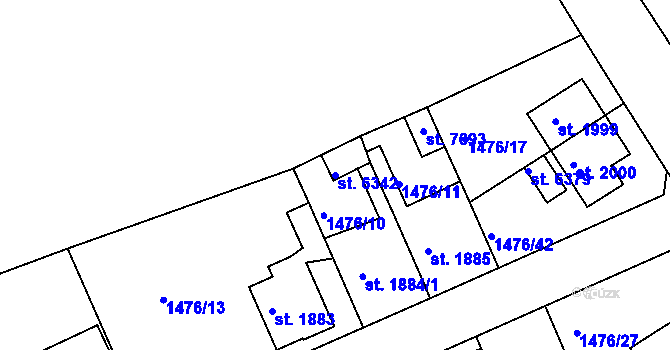 Parcela st. 6342 v KÚ Chrudim, Katastrální mapa