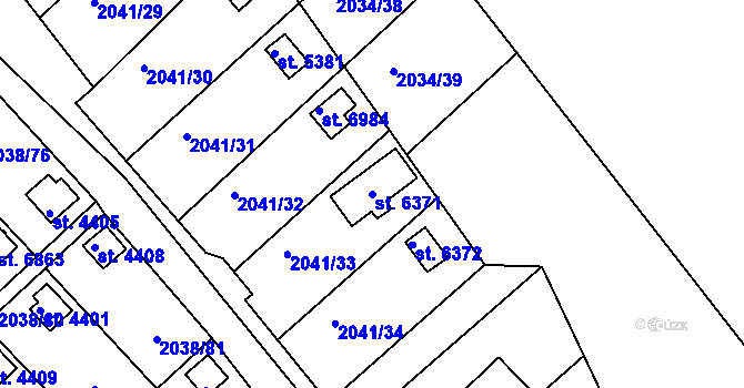 Parcela st. 6371 v KÚ Chrudim, Katastrální mapa