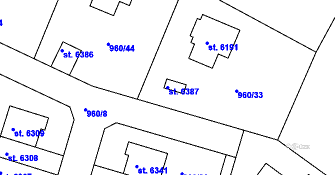 Parcela st. 6387 v KÚ Chrudim, Katastrální mapa