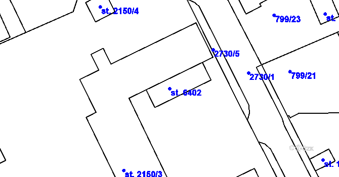 Parcela st. 6402 v KÚ Chrudim, Katastrální mapa