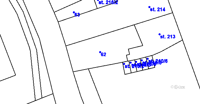 Parcela st. 62 v KÚ Chrudim, Katastrální mapa